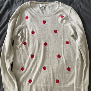 🍎J. Crew Teddie Sweater with Apple Print 🍎